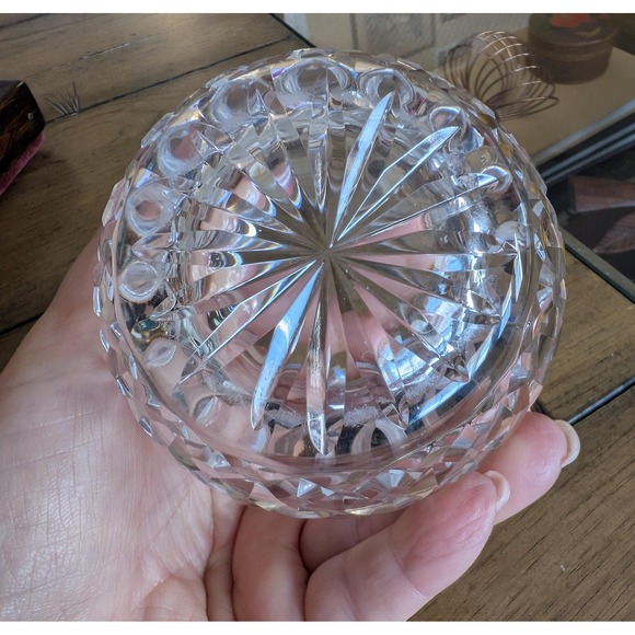 Vintage Cut Crystal Rose Bowl Vase With Diamond Pattern - Picture 5 of 6